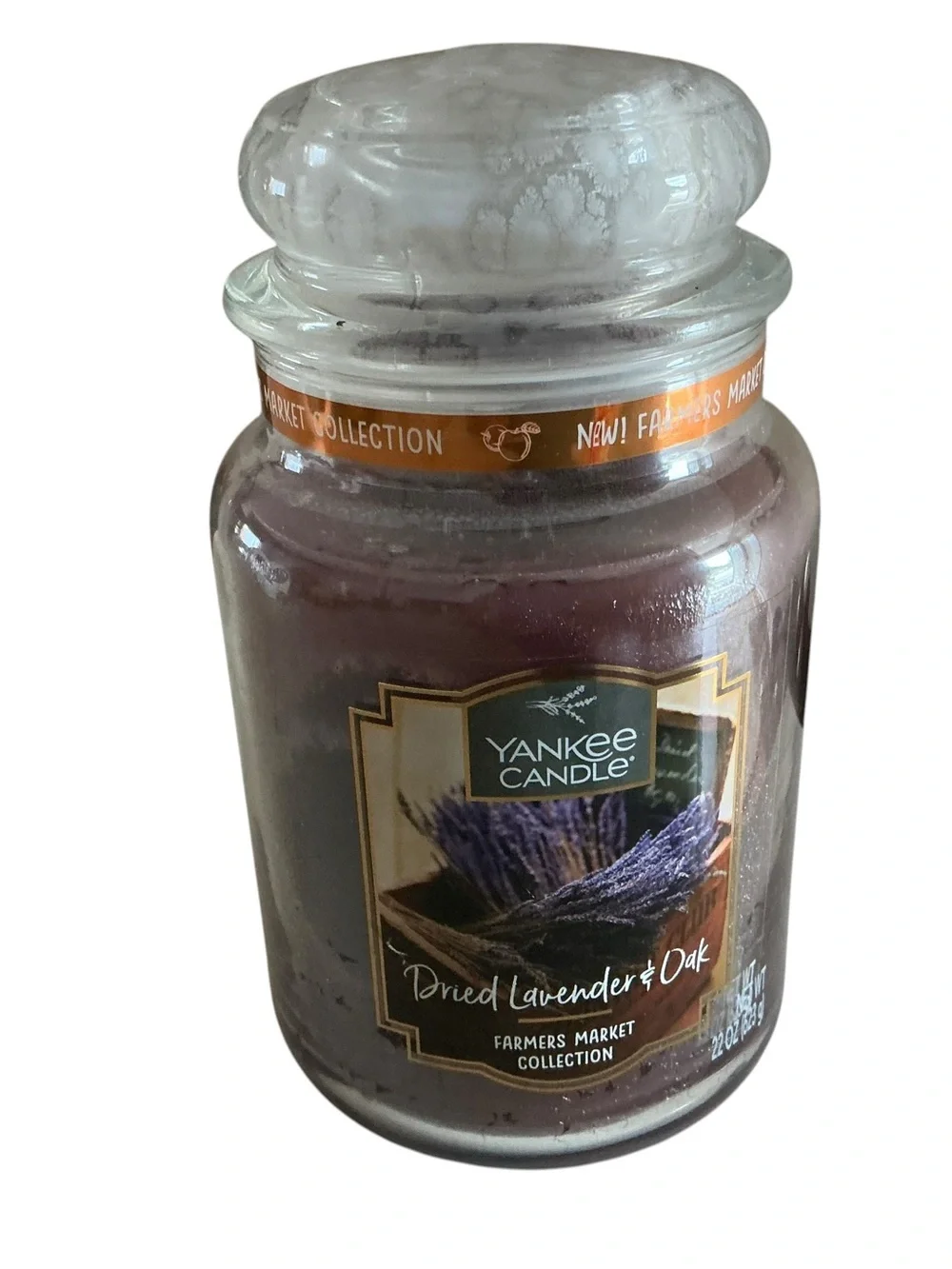 Yankee candle large 22 oz jar Dried lavender and oak candle farmers market